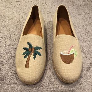 New J. Crew Palm Tree Coconut Espadrilles 8.5